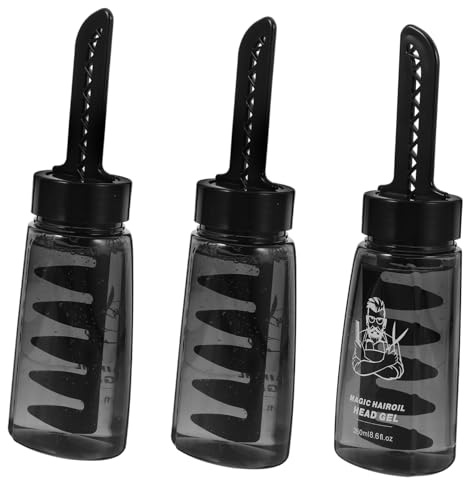 DECORNIJIA 3 Stück-pack 260ml Haargel Flaschen aus Kunststoff mit Kamm Einfaches Auftragen und Haarstyling für Herren und Friseure Schwarzes Design
