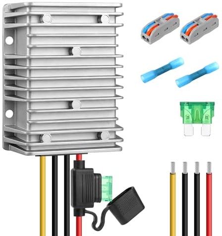 Convertitore da 36 V, 48 V a 12 V, 30 A, 360 W, impermeabile, DC-DC, riduttore di tensione con fusibile, trasformatore di alimentazione Buck per carrello da golf, carrelli elevatori, auto