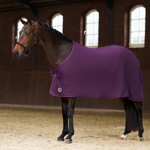 Imperial Riding IRH Fundamental Basic Abschwitzdecke, funktional & atmungsaktiv, schweißabsorbierendes Polar-Fleece Frontverschluss, schnell trocknende Fleecedecke für Pferde, Feige, 155
