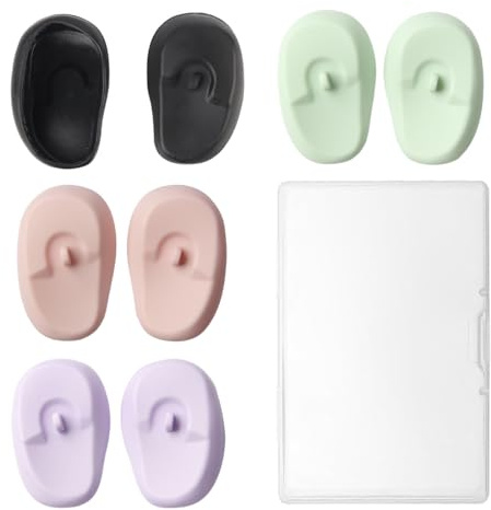 8 Pezzi Copri Orecchie per Doccia, Paraorecchie In Silicone Per Capelli Riutilizzabili Colorazione Dei Capelli, Impermeabili Per Tinture, La Casa Doccia (5,5 x 8 cm)
