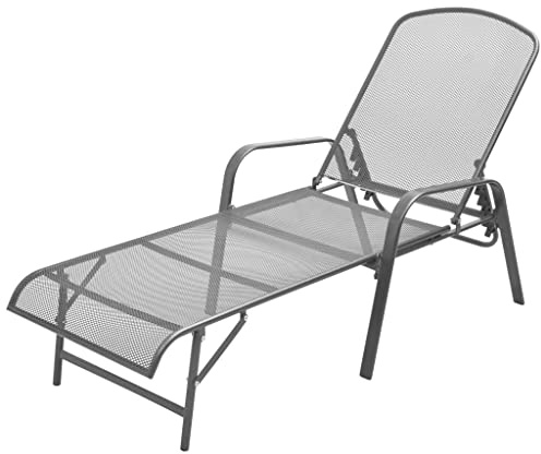 Teenpull Sonnenliege Stahl Anthrazit, 5-Fach verstellbar, wetterfest, für Garten, Terrasse, Pool, Balkon, robuste Metall Relaxliege, modernes Gitterdesign, langlebig, 120kg Tragfähigkeit