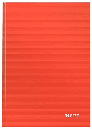 Leitz A5 Notizbuch liniert, 160 Seiten, 80 Blatt FSC zertifiziertes 80 g/m² Papier, Stabiler, kratzfester Hardcover-Einband, Für Büro, Schule oder als Tagebuch, Solid Serie, Hellrot, 46670020