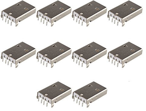 Futheda 10PCS USB 2.0 connettore jack connettore maschio tipo A a terminali 90 gradi PCB montaggio bianco