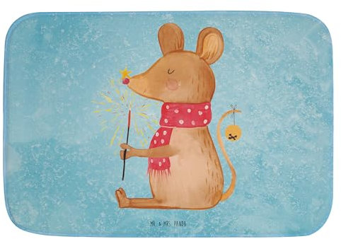 Mr. & Mrs. Panda Duschvorleger Maus Weihnachten - Geschenk, Advent, Badematte, Frohe Weihnachten, Badvorleger, Duschteppich, Teppich Badezimmer,