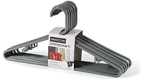 Perfetto Kleiderbügel aus Kunststoff, Länge 42 cm. 8er Set Farb-Ash, Multi, One Size
