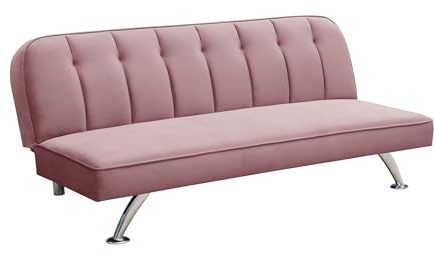 LPD Home Brighton 2 Seater Velvet Fabric Sofa Bed – Luxurious and Comfortable Modern Loveseat with Strong Metal Legs, Ideal for Bedroom, Lounge, Studio, or Home Office Furniture (Pink)
