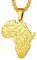 Richsteel Gold Afrika Landkarte Anhänger herren Anhänger mit 55cm+5cm Weizenkette für Vatertag Weihnachten