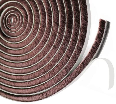 Bürstendichtung Türdichtung Selbstklebend 9 mm(B) x 9 mm(D) x6M(L), Türbodendichtung Insektenschutz, Dichtungsbürste für Tür, Fenster, Kleiderschränk,Zugluftstopper für Türen