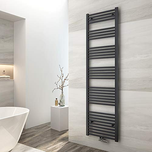 EMKE Badheizkörper 1800x500 mm, Handtuchheizkörper Mittelanschluss Badheizkörper Handtuchhalter Handtuchwärmer Handtuchtrockner Heizkörper Bad Handtuchheizung Anthrazit 739W