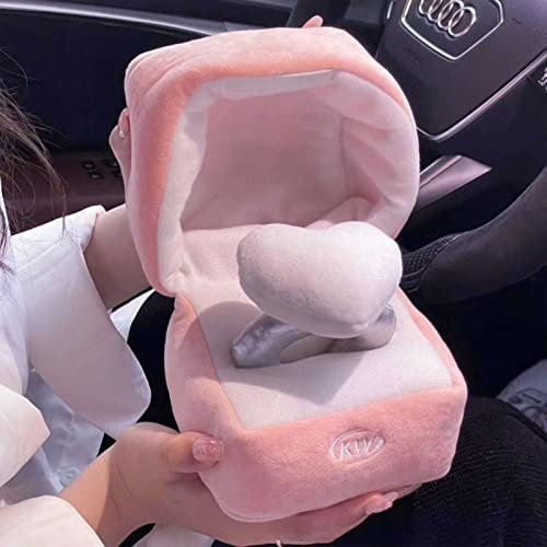 AUTOECHO Rosa Kreativ Ringbox Plüschtier, Pink Liebe Diamant Ring Fall Spielzeug Gefüllte Paar Ring Überraschung Geschenkbox für Vorschlag Erinnerung Hochzeitstag Plüsch Ring Box Spielzeug