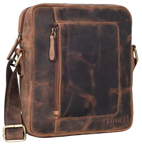 STILORD 'Ashton' Herren Leder Tasche zum Umhängen Vintage Herrentasche Ledertasche Crossbody Bag Kleine Messenger Bag für Männer Umhängetasche Echtleder, Farbe:calais - braun