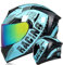 Casco Moto Integrale Doppia Visiera Omologato ECE/DOT Casco Integrale Per Uomo Donna Colorato Leggero Casco Moto Cross Giovani Uomini E Donne Casco Con Grafiche Blue,L