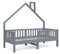 VitaliSpa Hausbett Kinderbett Spielbett Noemi Anthrazit mit Zubehör Rausfallschutz (Bettgestell, 80 x 160 cm)