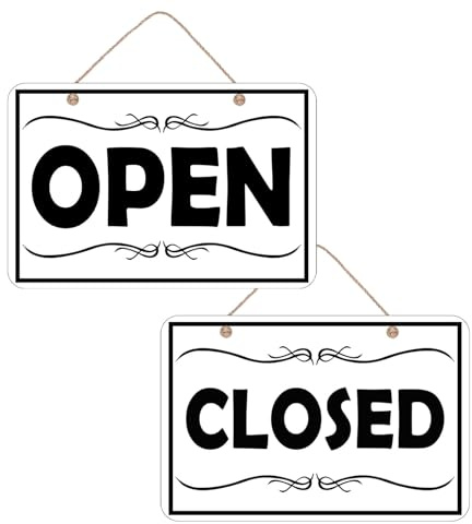 Schild Open Close, 30,5 x 20,3 cm, PVC-Kunststoff, doppelseitig, zum Aufhängen, hochpräziser Druck, wasserdicht, offenes und geschlossenes Schild für Geschäft, Einzelhandel