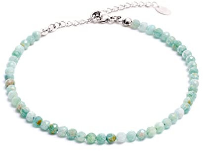 BERGERLIN Amazonit Fußkette türkis - facettiertes, türkises Fußkettchen - Silber - XS-S