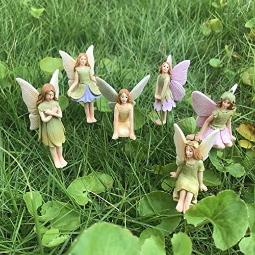 xiaohuangren 6 Stück Miniatur Feen Figuren Fairy Garten Miniatur Elfen Figur Elfen Deko Blume Feen Statue Aus Harz Feengarten Ornamente Für Den Außenbereich Oder Als Hausdekoration
