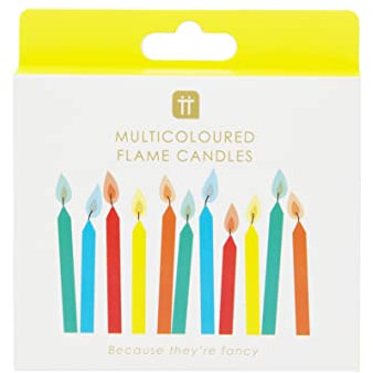 Talking Tables 12 Coloured Flame Birthday Candles for Cake Decor, Magic Party, Angel Flames (RAIN-Candle-CFLAME), Rainbow,6 cm