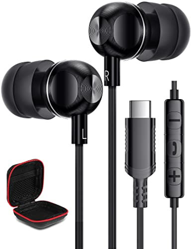 USB C Headphones for Google Pixel 9 Pro XL 8a 7a 8 Pro,Type C Earphones USB C Earphones In-Ear Wired Headphone Magnetic Earphones with Mic Noise Canceling Earbuds for iPhone 16 15 Samsung A55 A35 A54