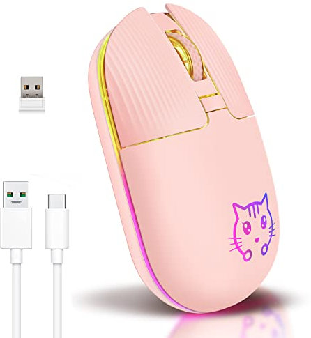 Wireless Mouse, Game Mouse 2.4Ghz Noiseless Mouse with USB Receiver Portable Computer Mice for PC, Tablet, Laptop with Win/Pad/Mac/Linux/Andriod/iOS.Cute cat style,gift.