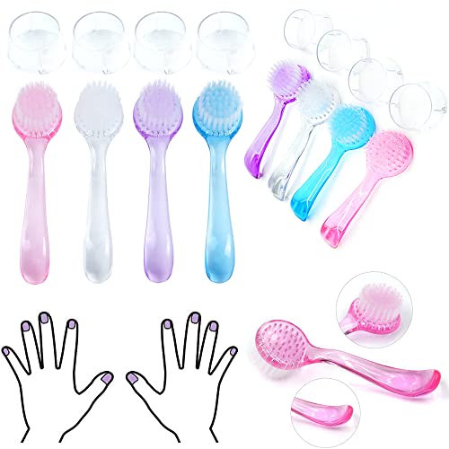 Qiwenr 8 PCS Bunt Nagelbürste Schonende mit Griff Bügel,Fingernagel Bürsten Griff Nagelbürste Nagel Hand Schrubben Kunststoff Reinigung Bürste,Runden Nagelbürste für Hand und Nagel Reinigung