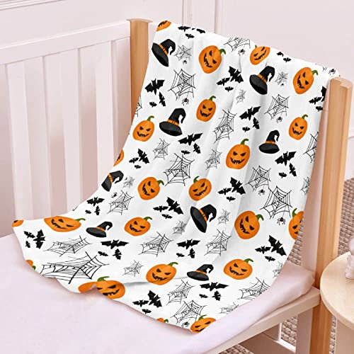 JGHYUTNS Decke, Halloween-Dekoration, Kürbis-Fleece, leichte Überwürfe, Geschenk für Geburtstag, Weihnachten, weiche Flanelldecken für alle Jahreszeiten, Bettsofa, 76,2 x 101,6 cm