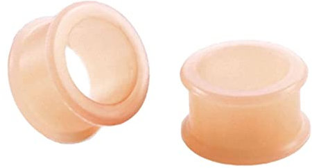 Homxi 2PCS 10mm Plug Ohr Set,Silicon Ear Plug Ohrringe Herren Plugs 00G Einfache Rund Tunnel Set Silber Fleischfarbe