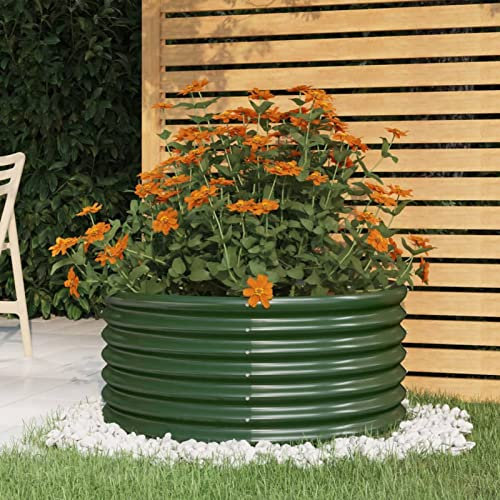 Festnight Hochbeet Metall Rund 80x80x36 cm Grün Hochbeete für Garten Balkon Terrasse Pflanzkübel Verzinkt Stahl Blumenkasten Draußen Pflanzkasten Blumenbeet Gemüsebeet