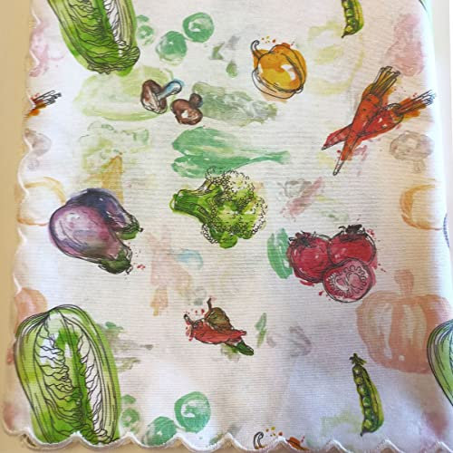 RICAMI FIORENTINI BALDI Fleckabweisende Tischdecke, bügelfrei, sehr langlebig, auf Anfrage nach kundenspezifischen Größen, toskanisches Handwerksprodukt, oval 160 x 220 cm (farbiges Gemüse)