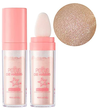 Evidenziare Cipria per il Viso Fard ad Alta Luce Sparkly, Polvere Glitter per Capelli e Corpo, Shimmer Rosa - 1pc