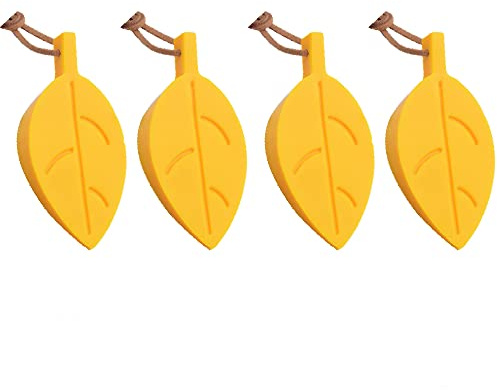 Door Wedge Stop, 4 Pcs Silicone Non-Slip Door Stops, Flexible Cartoon Leaf Shaped Door Stopper Wedge for Home Office - Yellow