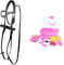 HKM 9209 Gebisslose Trense Funny Horses - Spielzeugtrense Holzpferde Schwarz/Pink, Shetty & Kerbl Putzbox rosa mit Inhalt 8-teilig 321766, Unisize