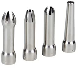 Runesol 4 Beccucci per Pasticceria in Acciaio Inox per Erogatori di Panna Montata, Quattro Ugelli Multipack Universali per Montare la Panna, Pezzi di Ricambio per Creare Panna da Montare