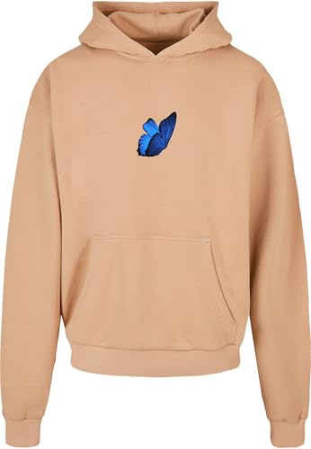 Mister Tee Upscale Unisex Kapuzenpullover Le Papillon Heavy Oversize Hoody, Unisex Hoodie mit Rückenprint, Oversize Fit, Unionbeige, 5XL