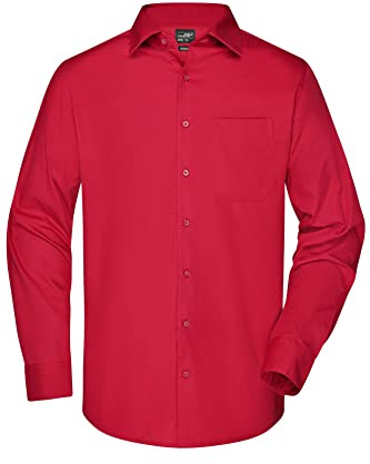 James & Nicholson Herren Langarm Business Hemd - Klassisches Herrenhemd in 11 Farben | Farbe: red | Grösse: L