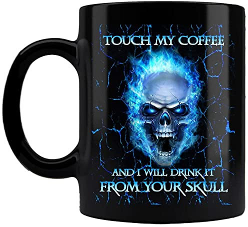 Tasse en céramique avec tête de mort - Cadeau amusant - Tasse à thé - Belles couleurs vives