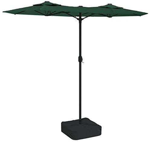 vidaXL Parasol de Jardin à Double Tête, Pare-Soleil de Patio, Abri de Soleil, Parasol de Plage Terrasse Extérieur, Vert 316x145 cm