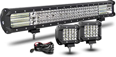 RIGIDON 59cm 570W Led Lichtbalken mit Kabelbaum, 2 x 60W Spot Offroad Beleuchtung, Wasserdicht Led Arbeitsscheinwerfer bar für 4x4 Auto SUV ATV KFZ LKW Traktor Fahrzeuge, 6000K led Scheinwerfer