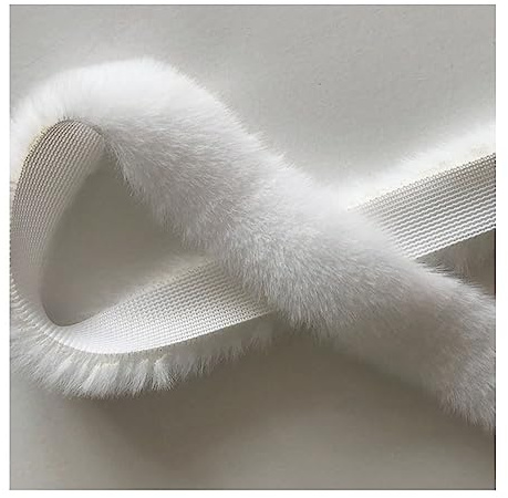 Yurosiay 5 Stück 1m×4cm Kunstfell Bordüre DIY Handgemachte Kunstpelzband Weich Flauschig Kunstfell Borte Plüsch Borte zum Nähen Künstliche Fellborte für Kostüme Basteln Kapuzen Weiße