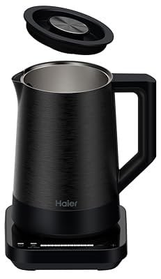 Haier Kettle with Temperature Adjustment Stainless Steel 1.7L I Kettle Energy Efficient Kettle with 7 Temperature Levels, Keep Warm Function and Unique 0.25L Cup Function I
