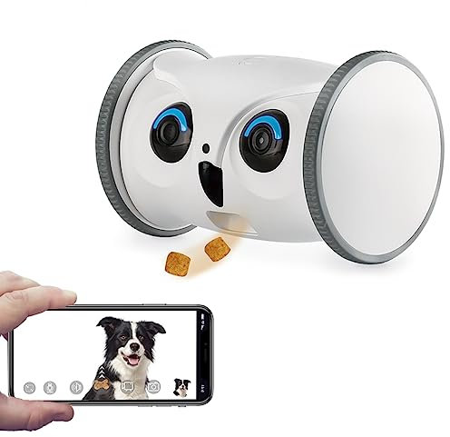 SKYMEE Owl Robot: cámara Full HD para mascotas 1080P con dispensador de golosinas, juguete interactivo para perros y gatos, monitoreo móvil de casa completa a través de la aplicación, conversación de