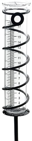 TNSLAND Pluviometro da Giardino, 17cm Pluviometro con Picchetto con picchetto pluviometro in Vetro con Scala Trasparente misuratore d'Acqua per Cortile, Prato, Giardino, Recinzione