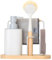 VIGAR - Organizador Fregadero - con Dosificafor de Jabón de 350 ml - 22 x 8,5 x 26 cm - Vintage - con Esponja, Bayeta y Cepillo Lavaplatos - para Fregar Platos - Blanco y Bambú