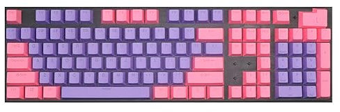 Catekro PBT Lot de 104 touches standard Doubleshot – Profil OEM – Touches translucides pour clavier mécanique bricolage (rose + violet)