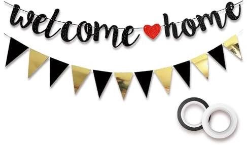Koliphy Welcome Home Girlande, Welcome Home Deko mit Triangel Flagge, Willkommen Zurück Banner für Klassenzimmer Familie Rückkehr Familienfeiern Dekoration