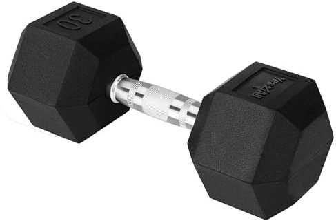 Yes4All Gusseisen - Chrom Grip Hex Hantel - 13,6 kg - Single