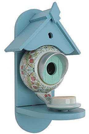 Teekannen-Vogelfutterspender – Hängendes Vogelhaus, Wildvogelfutterspender Für Den Garten Im Freien – Cyanfarbenes Keramik-Vogelhaus, Vogelfutterspender Für Den Hof