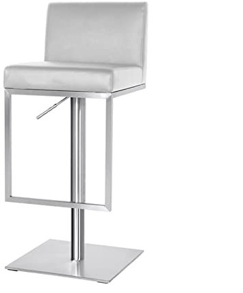 Barhocker mit hoher Rückenlehne, höhenverstellbarer Küchendrehstuhl, PU-Leder aus Edelstahl mit Fußstütze, geeignet für Kücheninsel, Esszimmer, Freizeit, Theke (Schwarz, Weiß) (Farbe: Weiß)