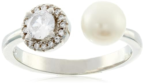 Beneto Ring Open Silver Ring mit Zirkonen und AGG339 Pearl - Circuit: M (56-59 mm) sBE0669-56 Marke, Estándar, Nicht-Edelmetall, Kein Edelstein