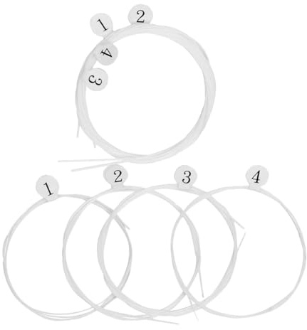 Ukulelensaite aus Nylon, 8 Stück Ersatzsaiten Weiß | 32mm, 1 Saite 0, 3 Saite 0, 34mm, 4 Saite 0, 28mm, 2 Saite 0, 24mm