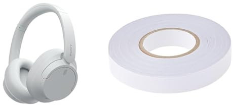 Sony WH-CH720N Noise Cancelling Wireless Bluetooth Headphones - Up to 35 hours battery life and Quick Charge - White & Stick it 18 m Permanent Double Sided Tape, White